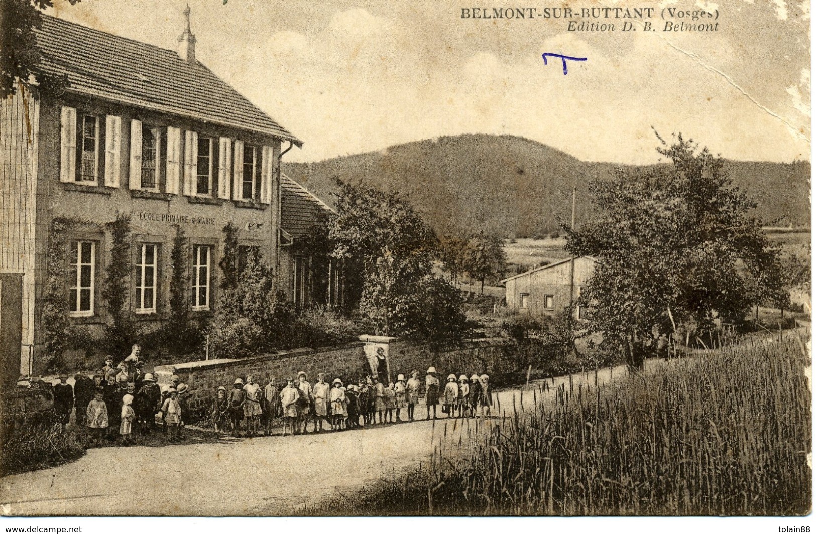 CPA 88 Vosges BELMONT Sur BUTTANT Ecole Primaire Mairie Animée - Other & Unclassified