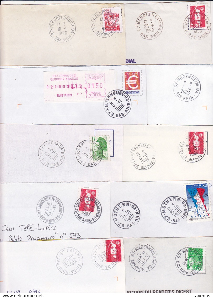 Lot Département 67 BAS RHIN : 43 Plis TàD Manuel & SECAP De GA AN Guichet Annexe APC Agence Postale Dont Strasbourg ... - 1961-....