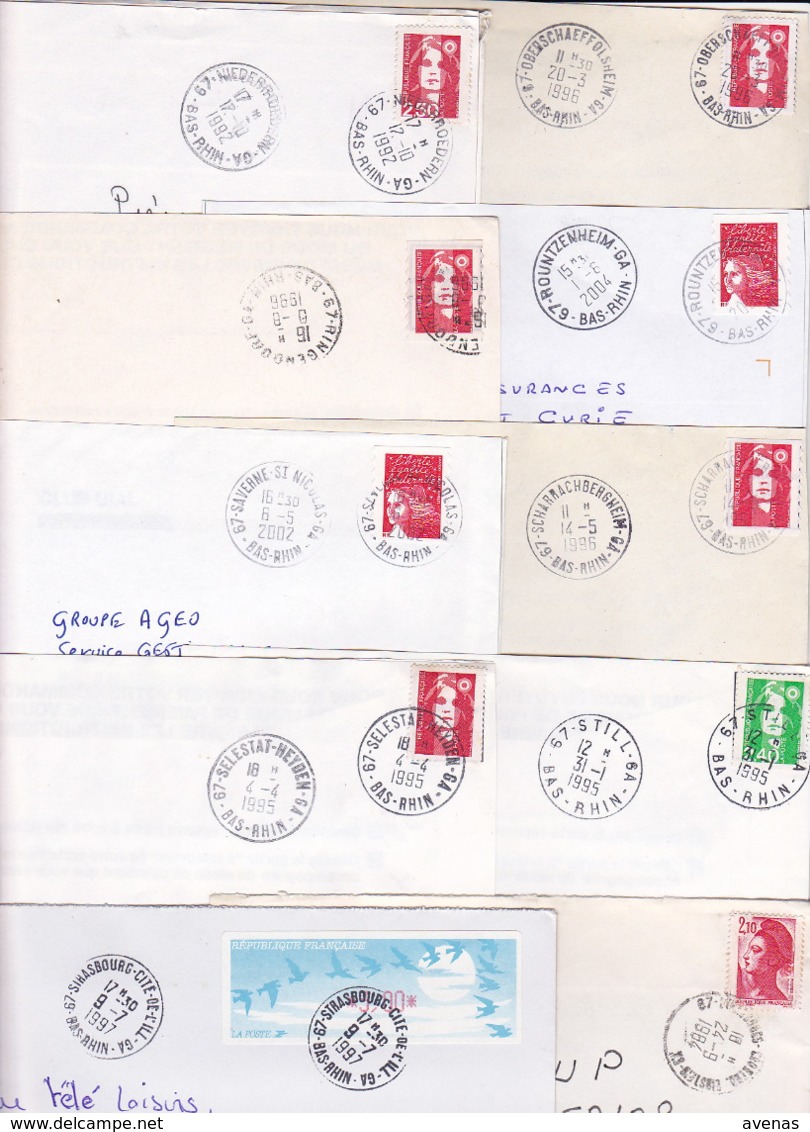 Lot Département 67 BAS RHIN : 43 Plis TàD Manuel & SECAP De GA AN Guichet Annexe APC Agence Postale Dont Strasbourg ... - 1961-....