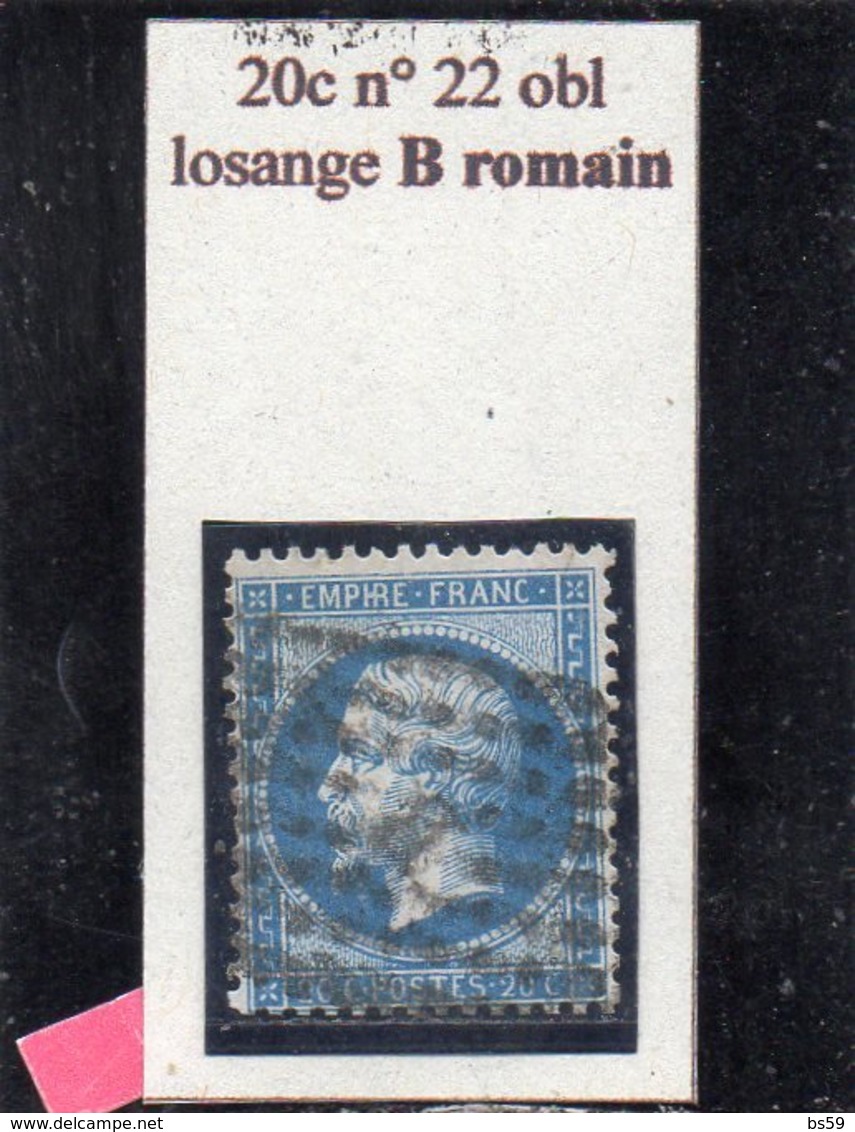 Paris - N° 22 Obl Losange B Romain - 1862 Napoléon III