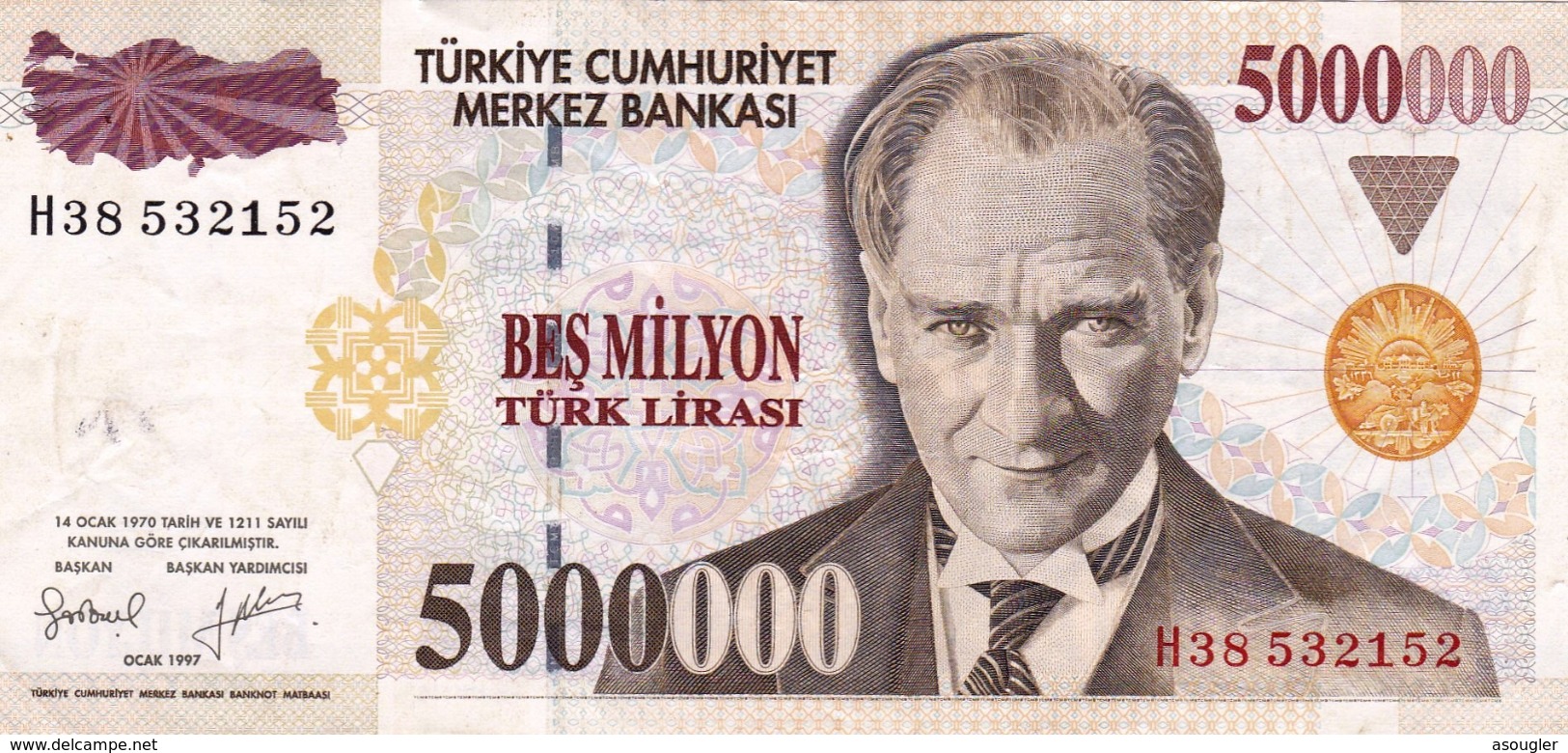 TURKEY 5000000 LIRA 1997 EXF P-210 "free Shipping Via Regular Air Mail (buyer Risk)" - Turchia