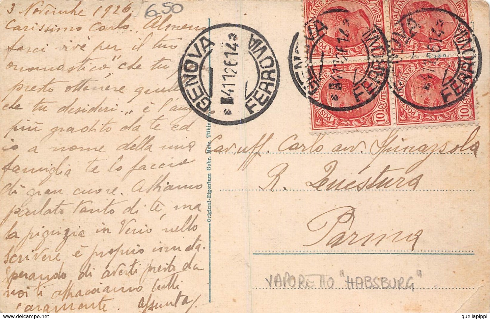 09651 "KONSTANZ - NAVE HABSBURG" ANIMATA. CART  SPED 1926 - Banche