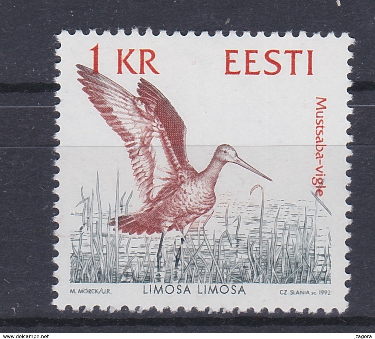 WATER BIRDS VÖGEL OISEAUX Black-tailed Godwit CHNEPFE Bon à Rien Limosa Limosa ESTLAND ESTONIA 1992 MNH MI 189 SLANIA - Gru & Uccelli Trampolieri