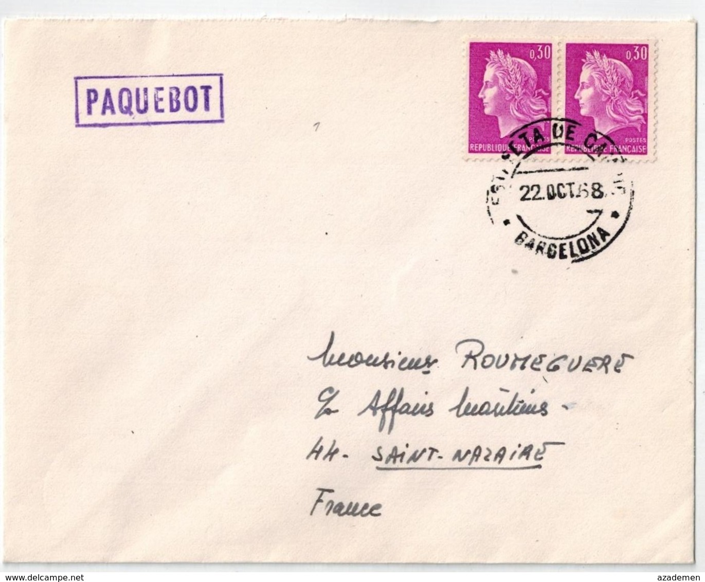 Obl. PAQUEBOT 1968 - Poste Maritime