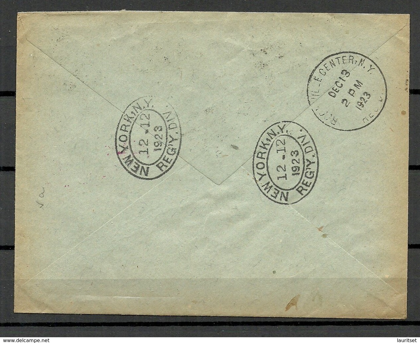 Estland Estonia 1923 Flugpost Air Mail To USA New York Michel 43 B & 42 B &  23 A Arrival Cancels Backside - Estland