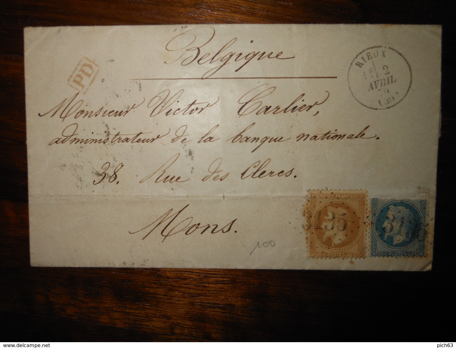 Lettre GC 3135 Rieux Haute Garonne - 1849-1876: Période Classique