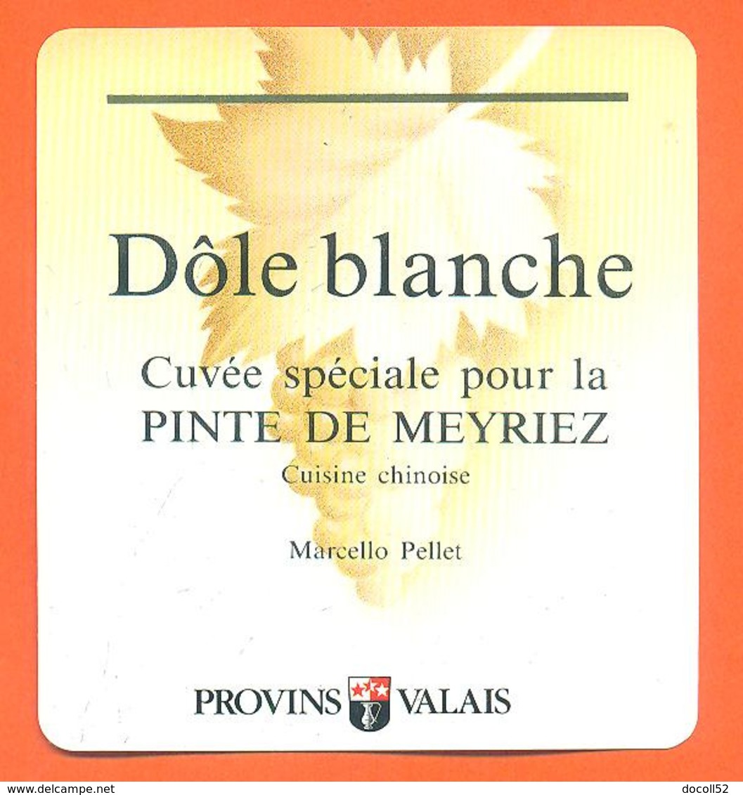 étiquette De Vin Suisse Dole Blanche Cuvée Pour La Pinte De Meyriez Marcello Pel à Provins Valais - 75 Cl - Pichet étain - Vin De Pays D'Oc