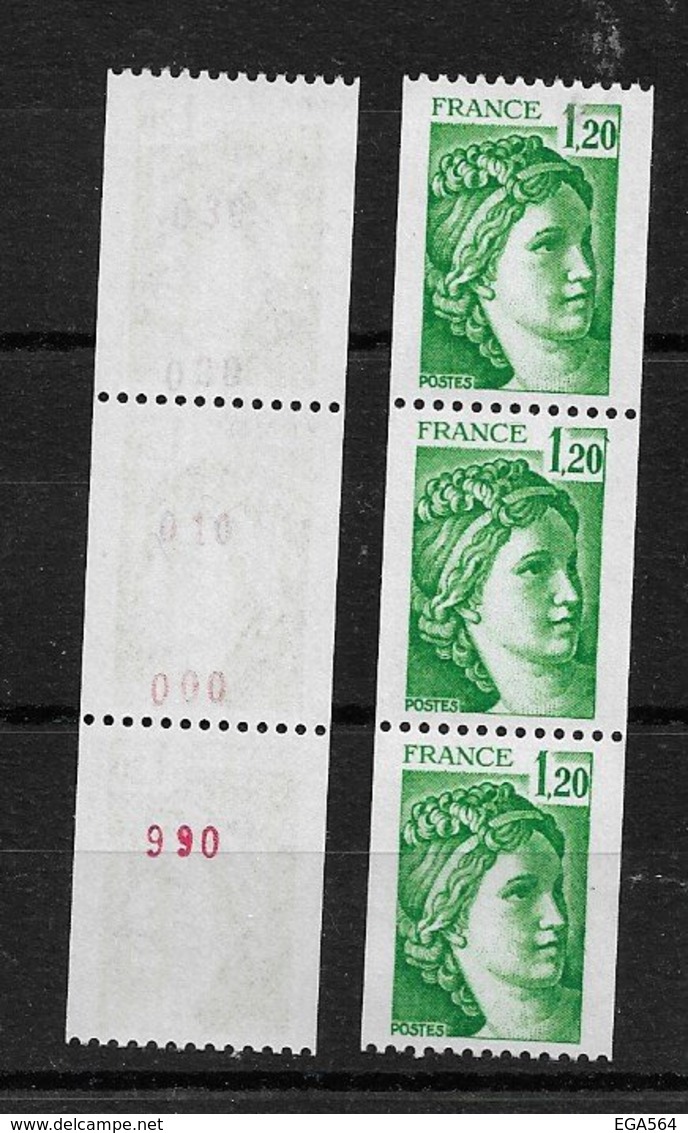 VV12 - France Roulette De 3 Du PO 2103**MNH - N° Rouge 990 Et Impression 000 Sur Le Suivant - Neufs