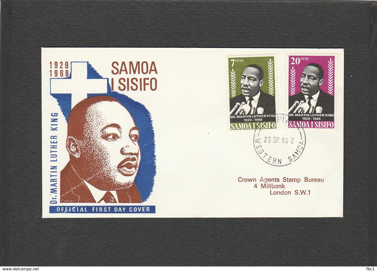 Martin Luther King - FDC Samoa 1968 - Prix Nobel De La Paix - Martin Luther King