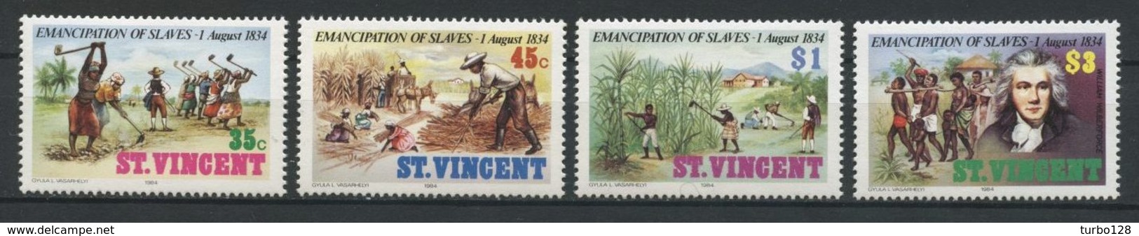 St Vincent 1984 N° 762/765 ** Neufs MNH Superbes C 5 € Emancipation Des Esclaves Labourage Canne à Sucre Wilberforce - St.Vincent (1979-...)