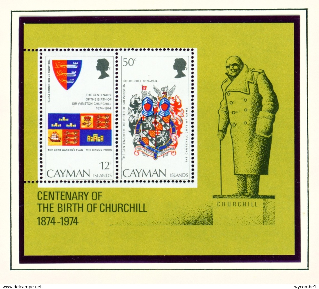 CAYMAN ISLANDS - 1974 Churchill Miniature Sheet Unmounted/Never Hinged Mint - Cayman Islands