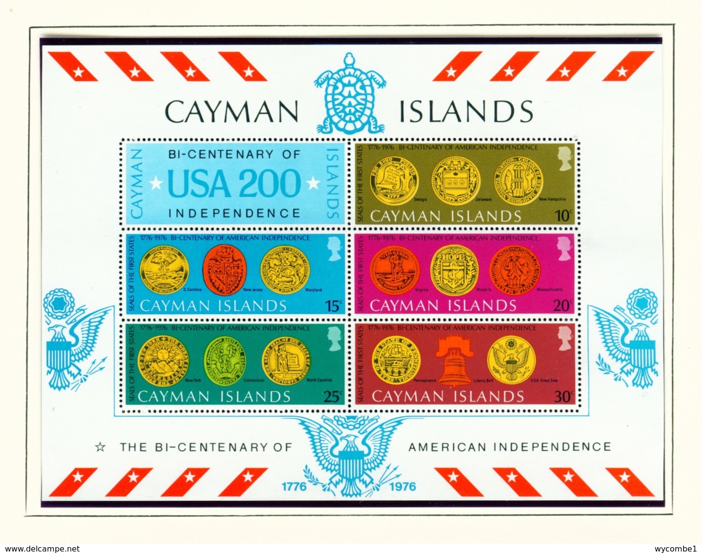 CAYMAN ISLANDS - 1976 American Revolution Miniature Sheet Unmounted/Never Hinged Mint - Iles Caïmans