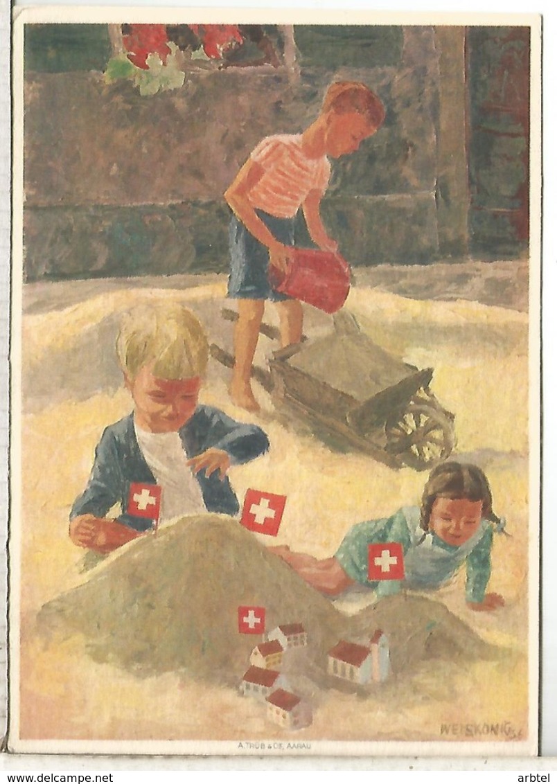 SUIZA ENTERO POSTAL 1937 FIESTA NACIONAL MAT BASEL NIÑOS JUGANDO ARENA CHILDREN PLAYING - Otros & Sin Clasificación