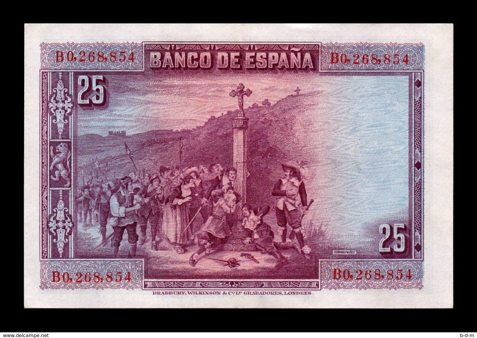 España Spain 25 Pesetas C. De La Barca 1928 Pick 74b Serie B EBC XF - 1-2-5-25 Peseten