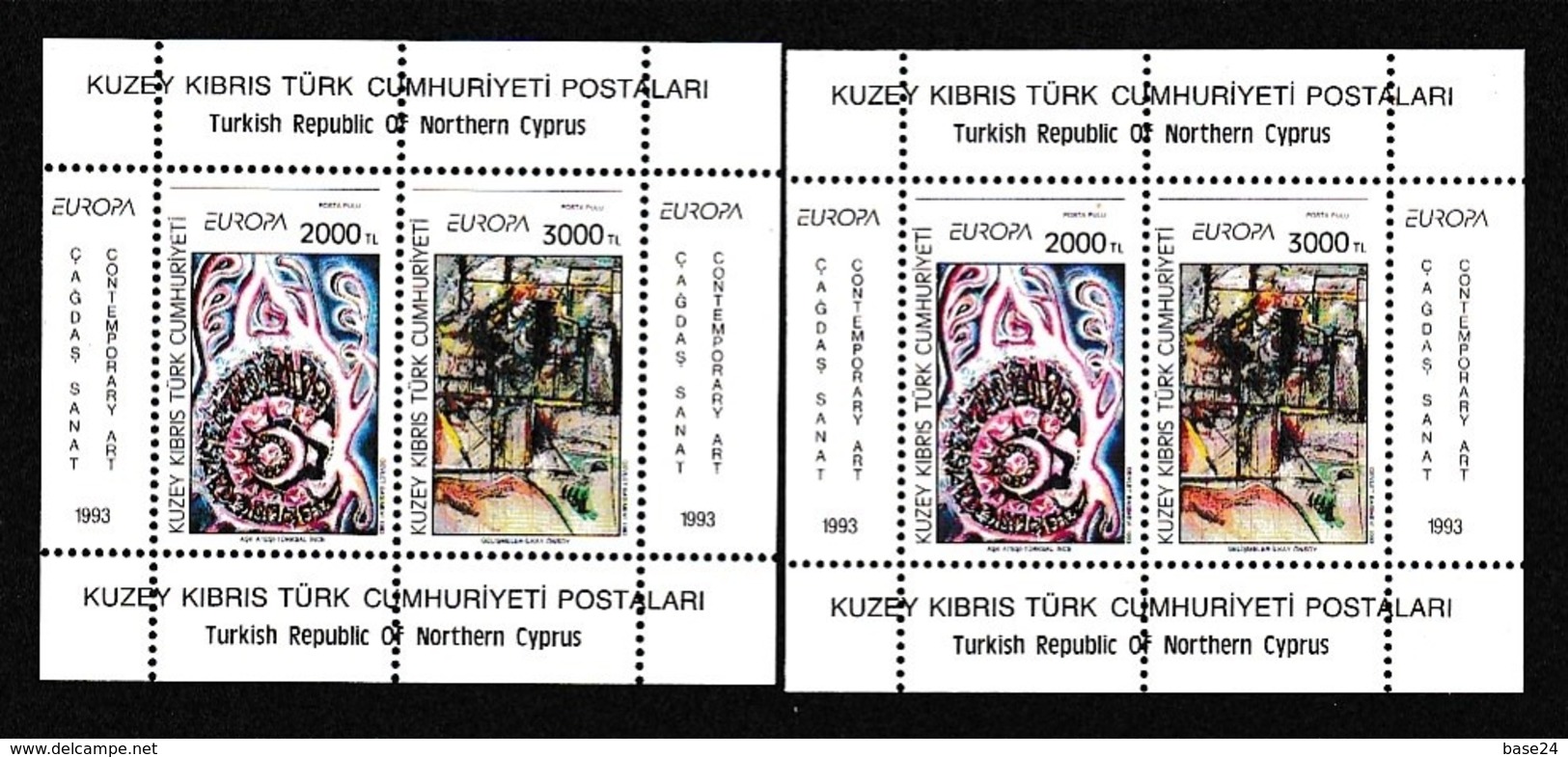 1993 Cipro Turca Turkish Cyprus EUROPA CEPT EUROPE 2 Foglietti MNH** 2 Souv. Sheets - 1993