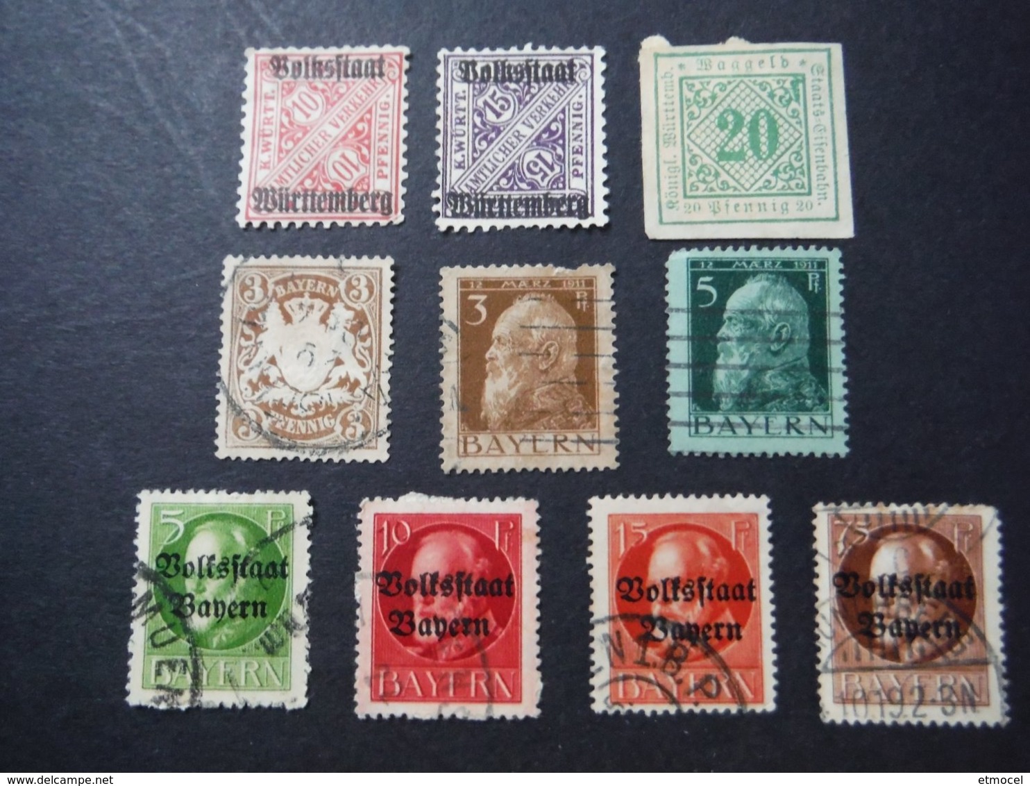 Timbres Volkstaat Bayern Und Württemberg - Bavière Et Wurtemberg - Sammlungen