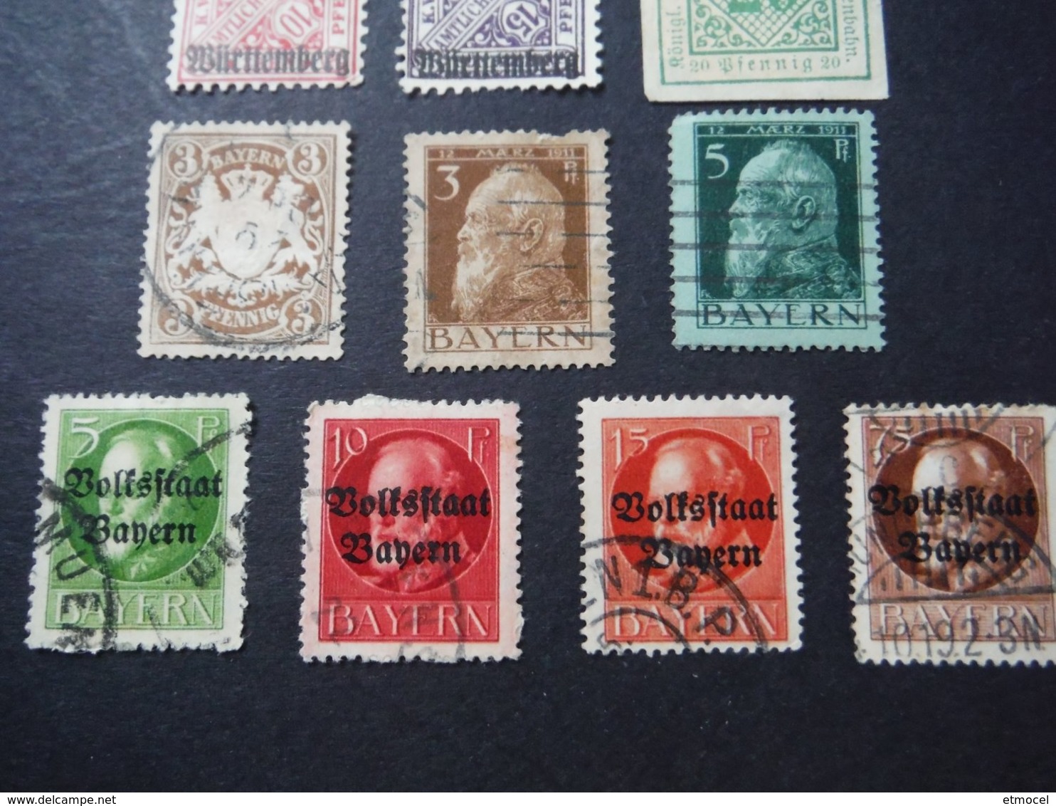 Timbres Volkstaat Bayern Und Württemberg - Bavière Et Wurtemberg - Sammlungen