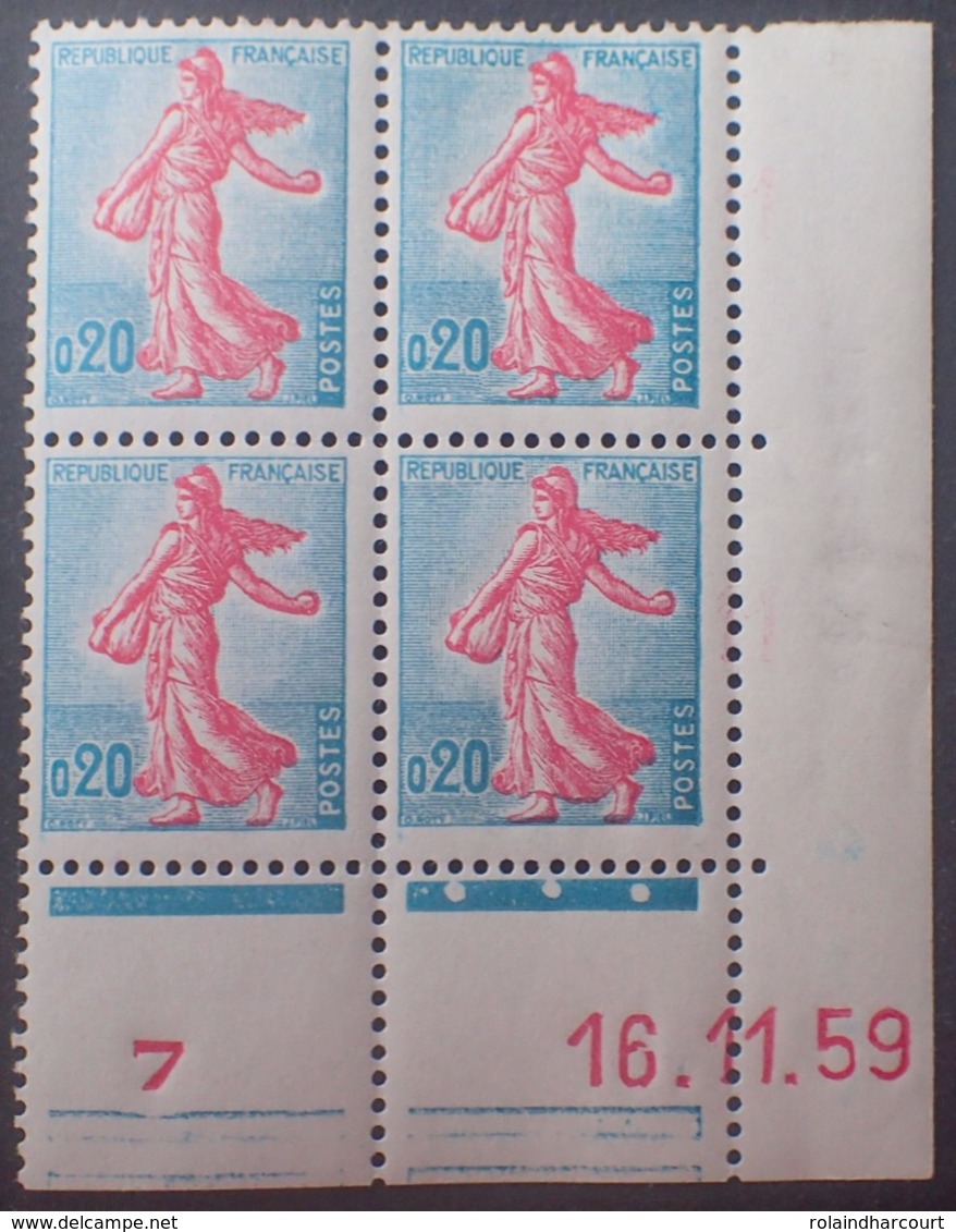 R1949/1310 - 1959 - TYPE SEMEUSE De PIEL - BLOC N°1233 (I) TIMBRES NEUFS** CdF Daté (chiffres Rouges) - 1950-1959