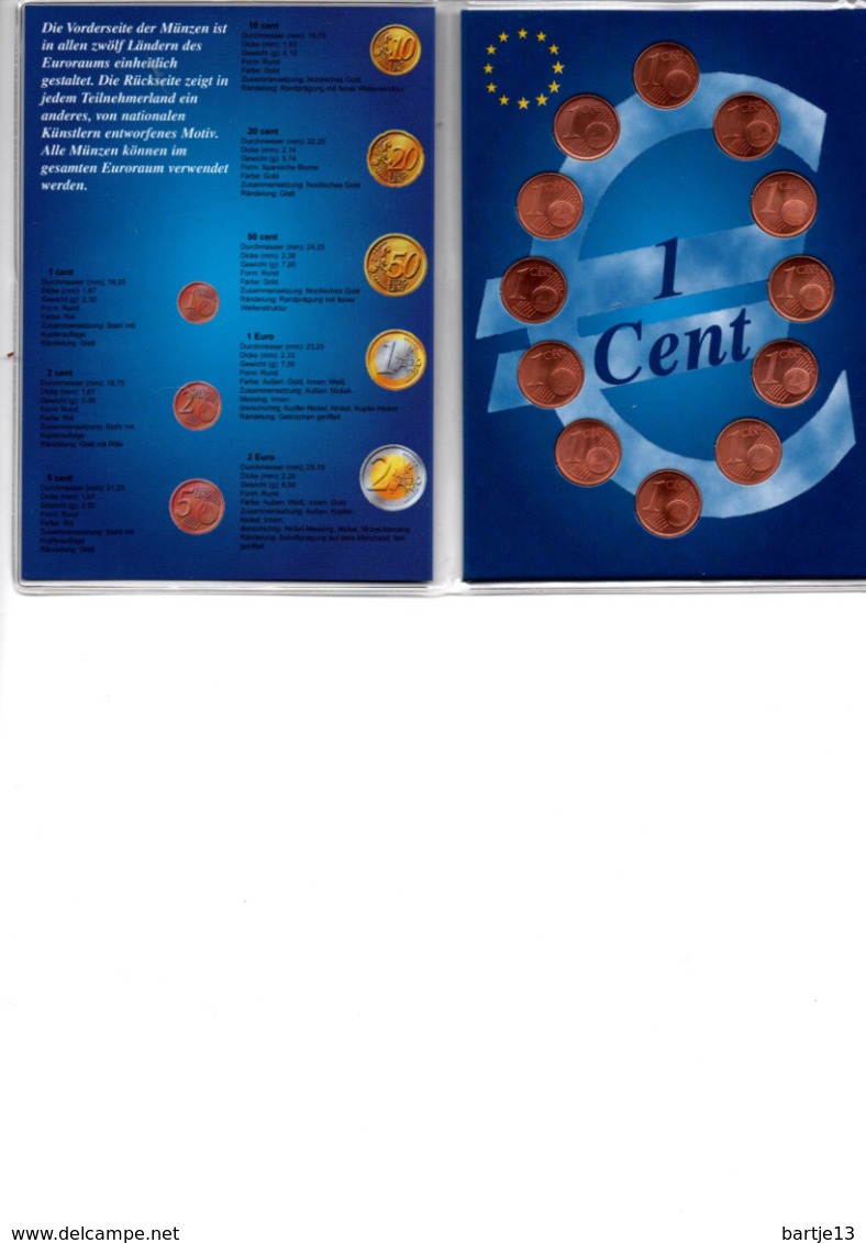 Other & unclassified - EUROPOCKET MET 12 X 1 EUROCENT UNC VAN DE