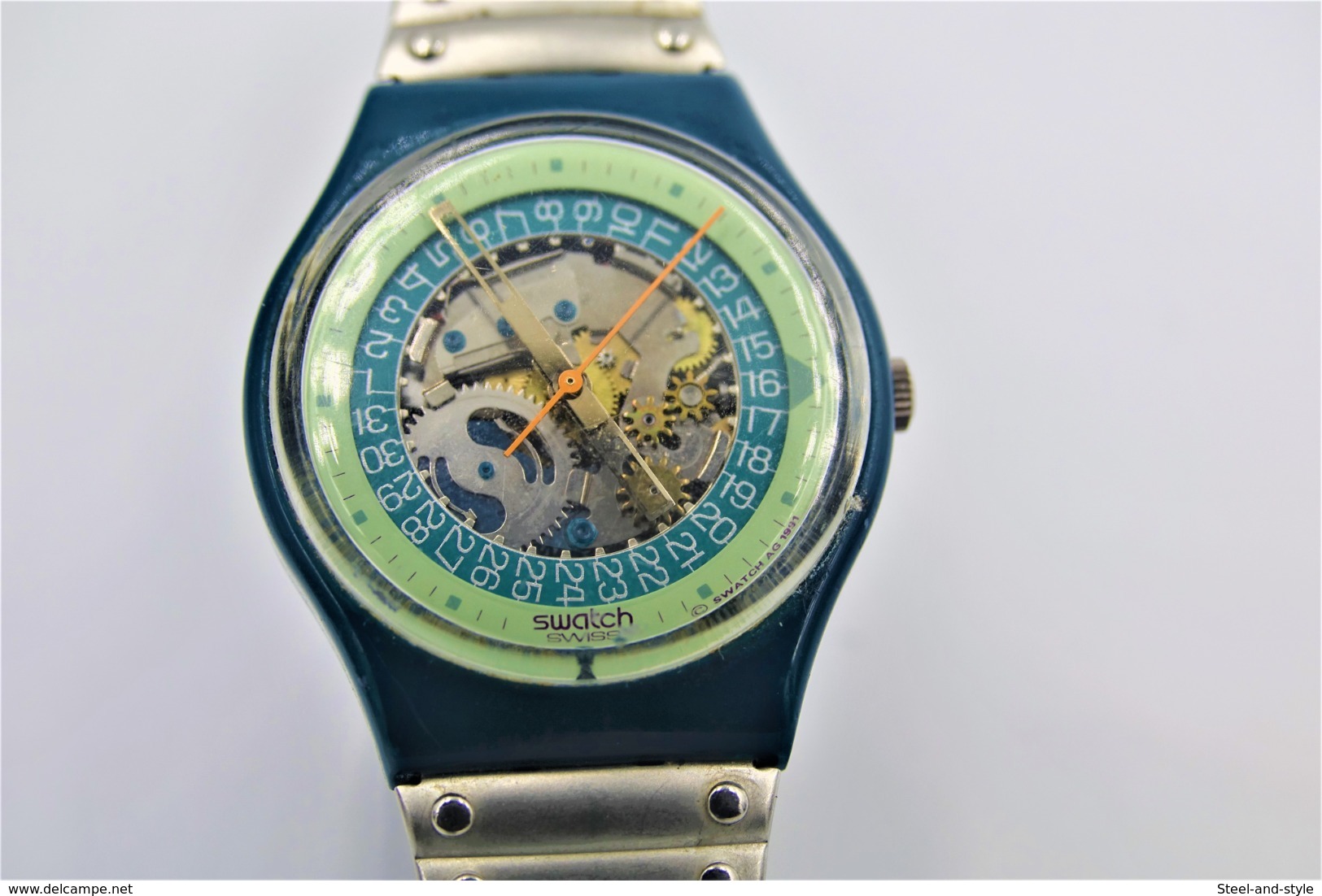 Watches : SWATCH - THE ORIGINALS : STEEL LITE  - Nr. : GG403 GG404  - Original  - Running - Excelent Condition- 1993 - Horloge: Modern