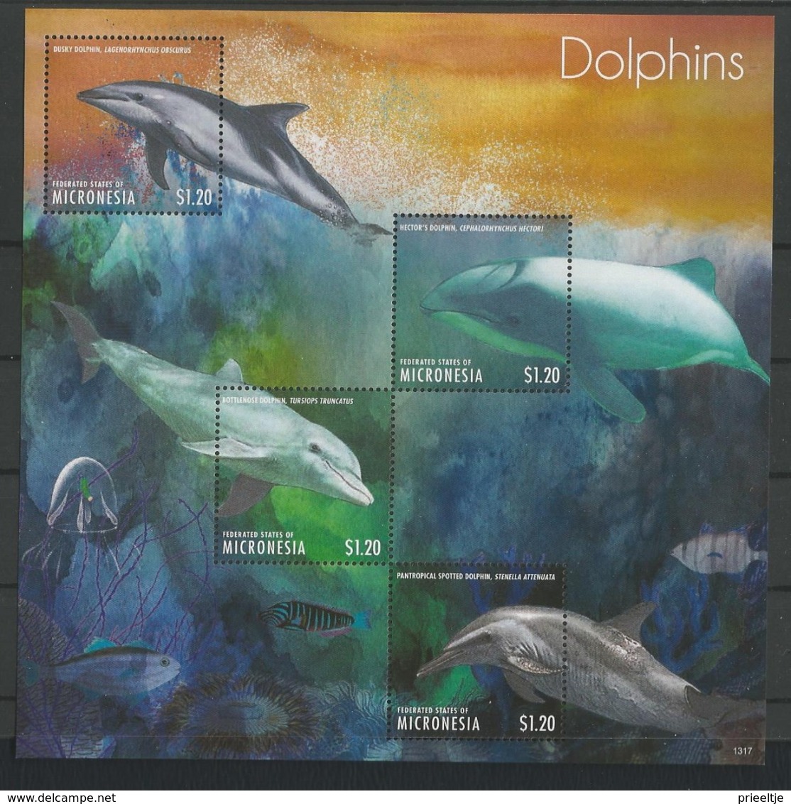 Micronesia 2013 Dolphins Sheet 2 Y.T. 2034/2037 ** - Mikronesien