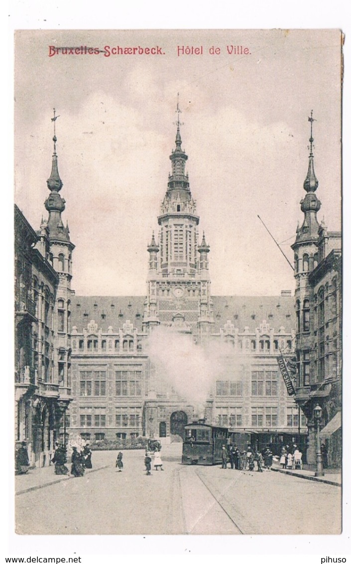 B-7401   BRUXELES-SCHAERBECK : Hotel De Ville ( With Steam-tram, Steamtrain) - Schaarbeek - Schaerbeek