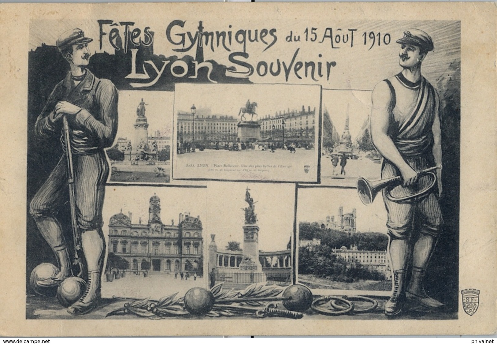 1910 FRANCIA - LYON , T.P. CIRCULADA ,  FÉTES DE GYMNASTIQUE , GIMNASIA , GYMNASTICS - Gymnastique