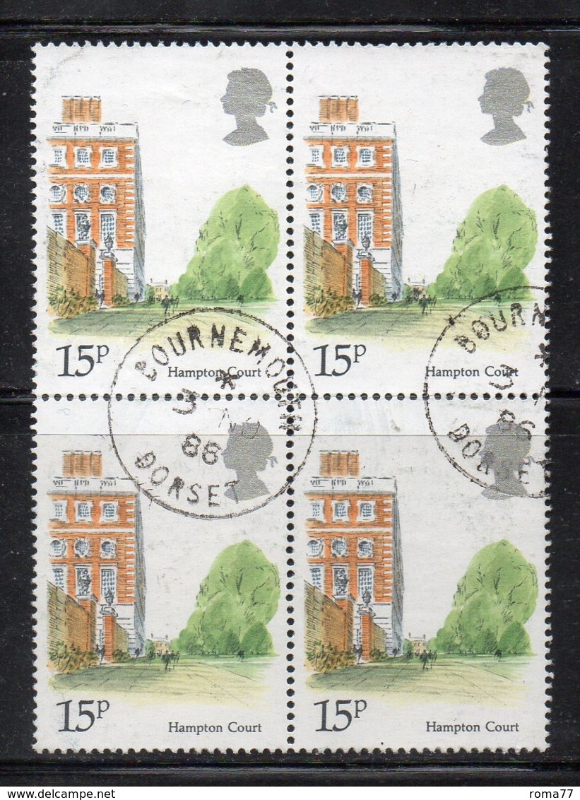 ENR48A - GRAN BRETAGNA 1980 , 15 P. Quartina Usata Del 935  (2380A) Hampton - Used Stamps