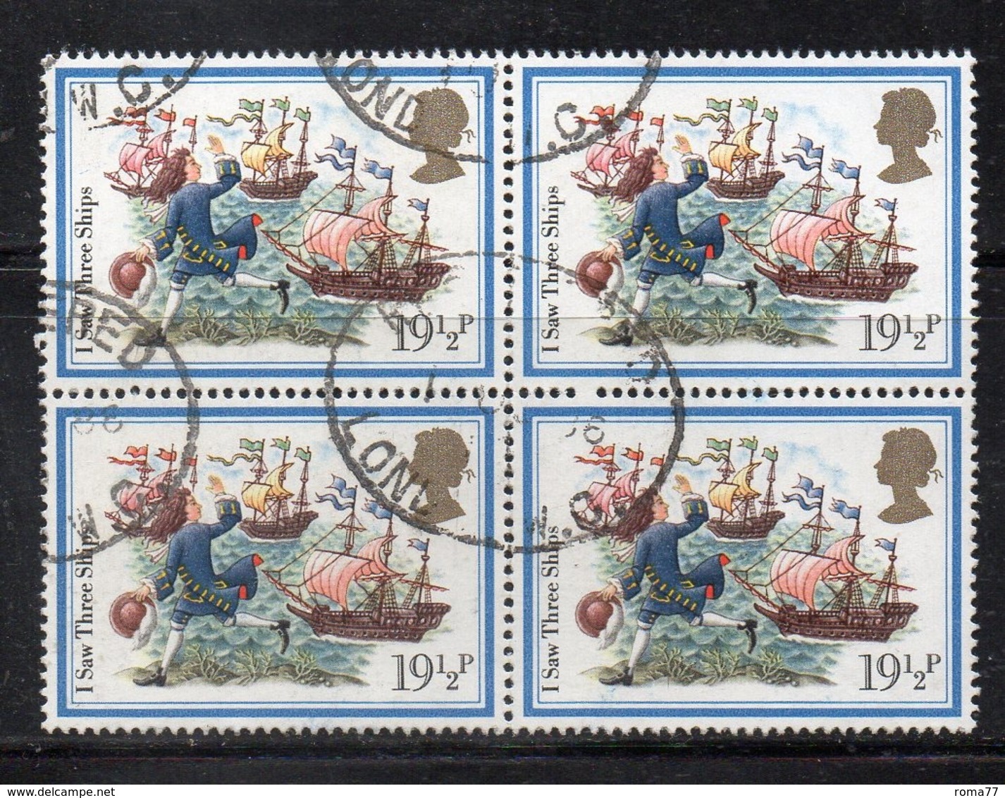 ENR48B - GRAN BRETAGNA 1982 , 19 1/2 P. Quartina Usata Del 1064  (2380A) Natale - Usati