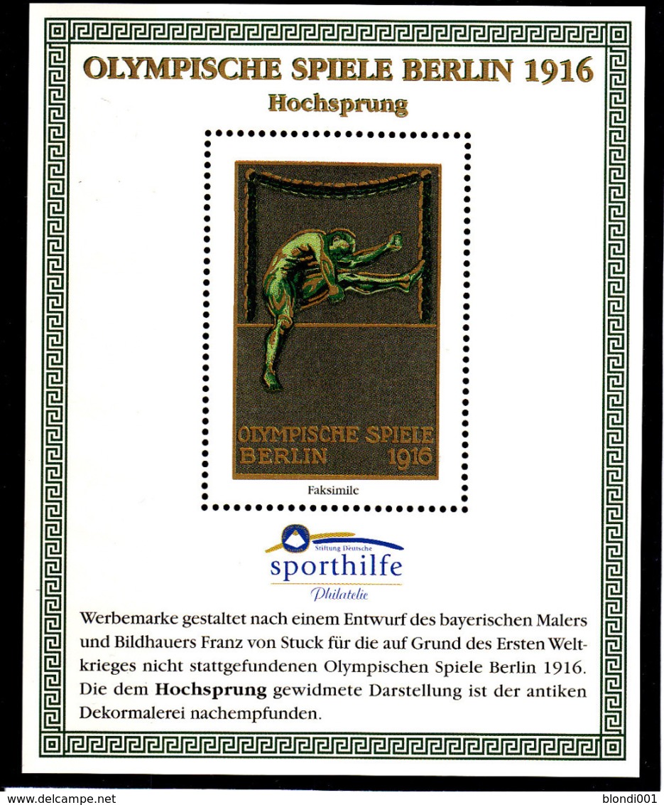 Olympics 1936 - History - High Jump - GERMANY - S/S Vignette MNH - Summer 1936: Berlin