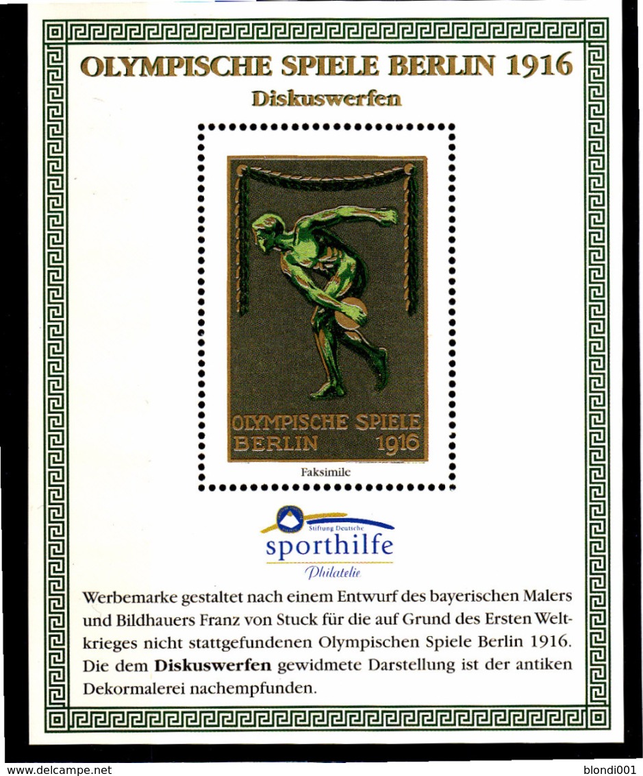 Olympics 1936 - History - Athletics - GERMANY - S/S Vignette MNH - Sommer 1936: Berlin