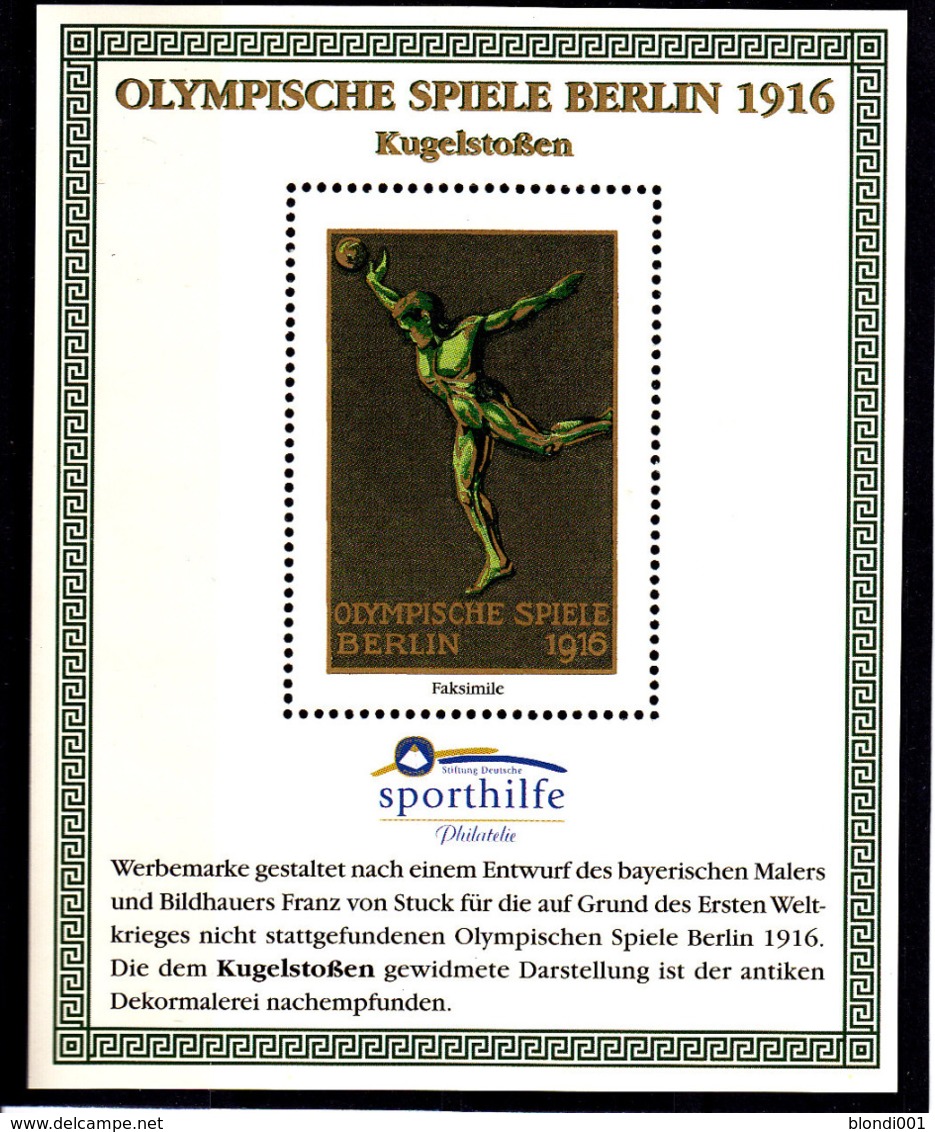 Olympics 1936 - History - Athletics - GERMANY - S/S Vignette MNH - Summer 1936: Berlin