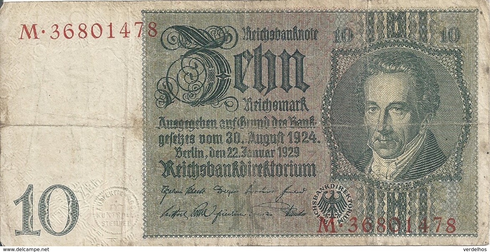 ALLEMAGNE 10 REICHMARK 1929 VF P 180 - 10 Mark