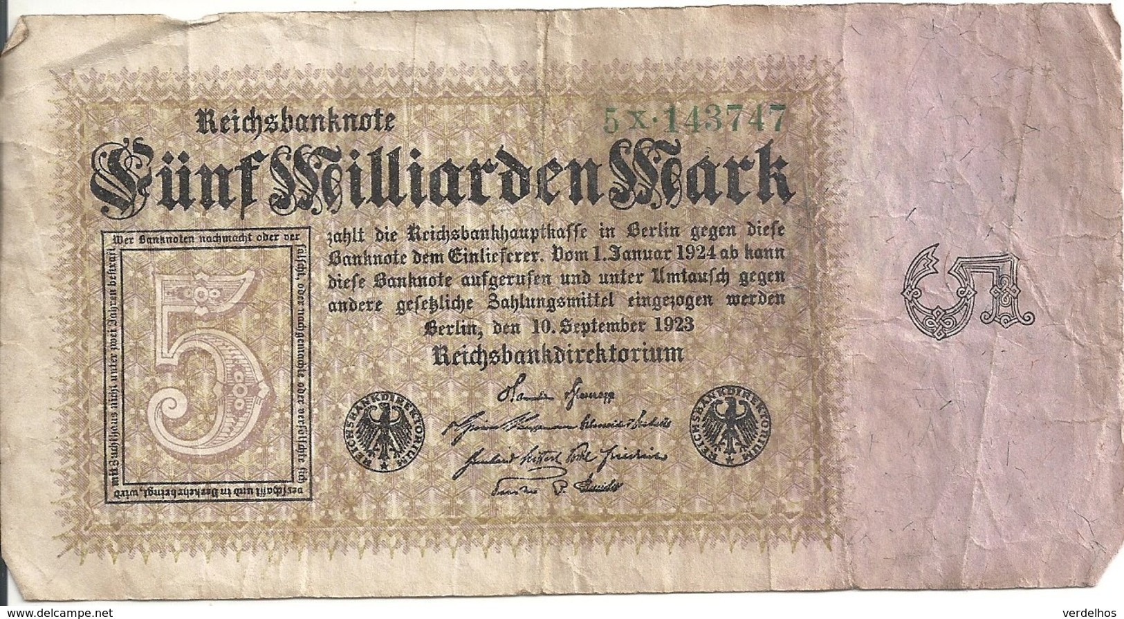 ALLEMAGNE 5 MILLIARDEN MARK 1923 VF P 115 - 5 Milliarden Mark