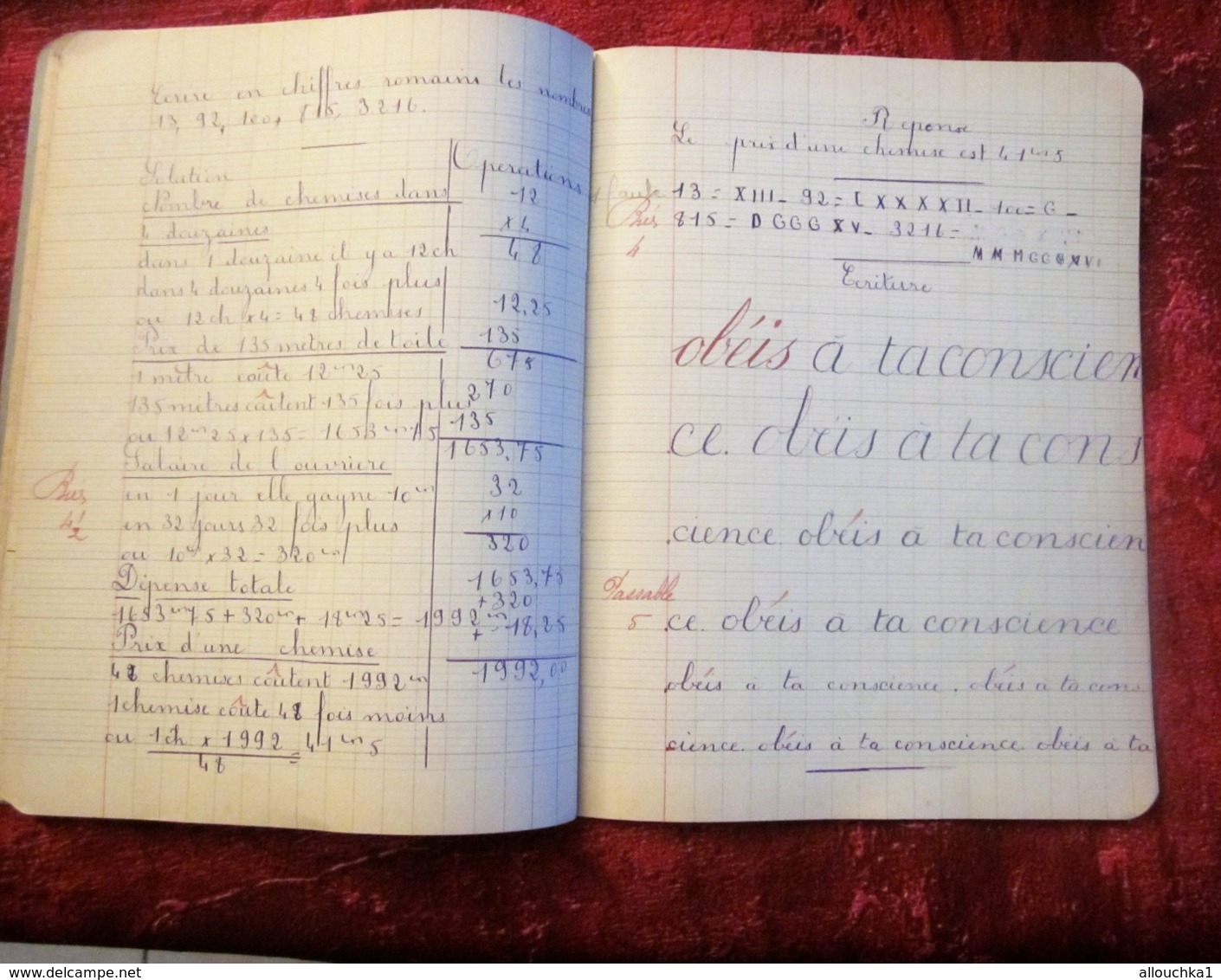 1933 CAHIER ECOLE CHÂTEAUROUX ÉCOLIÈRE Née 1923 Thérèse Taboulet -MANUSCRIT ECRIT PORTE PLUME ENCRE Bureau(objets liés)