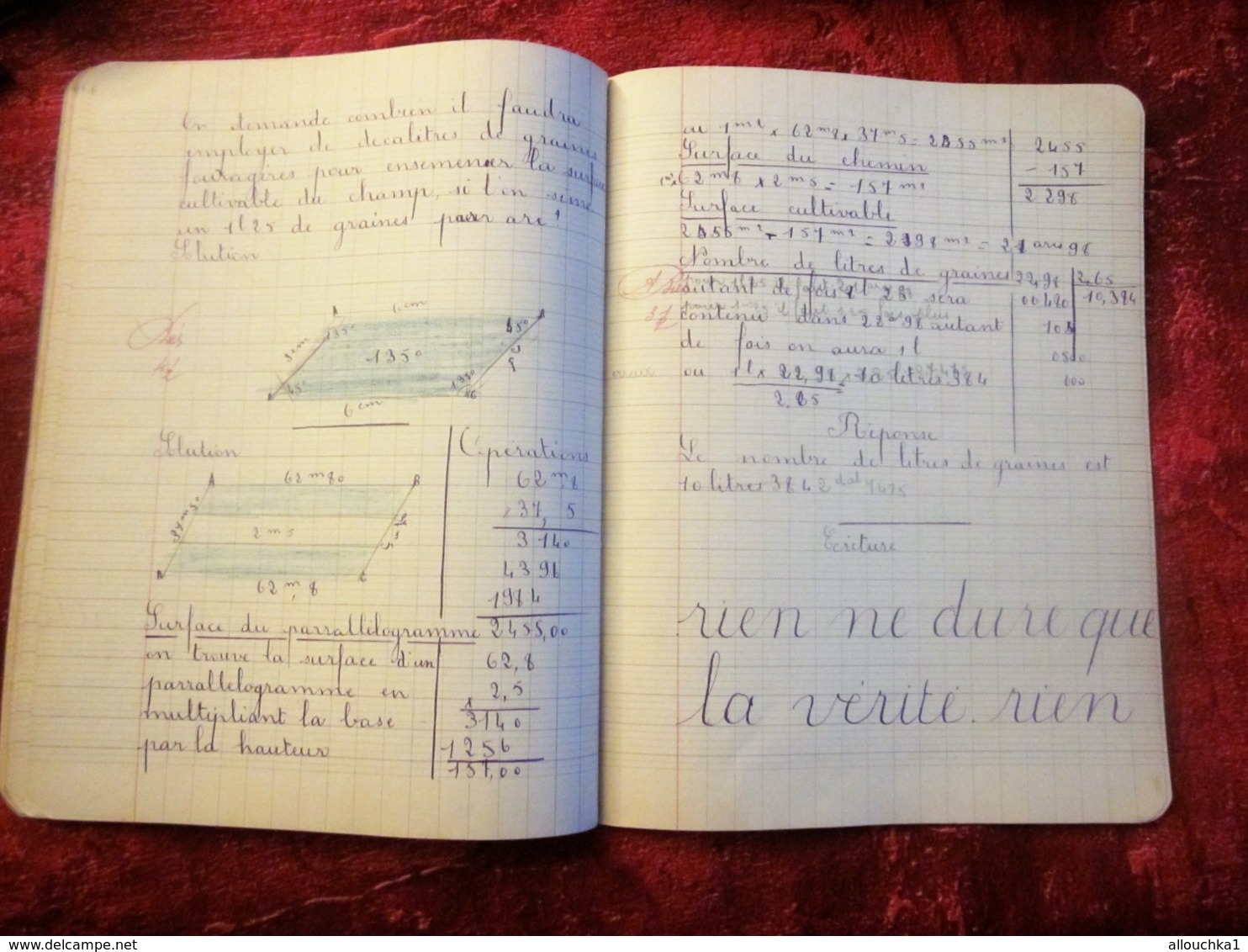 1933 CAHIER ECOLE CHÂTEAUROUX ÉCOLIÈRE Née 1923 Thérèse Taboulet -MANUSCRIT ECRIT PORTE PLUME ENCRE Bureau(objets liés)