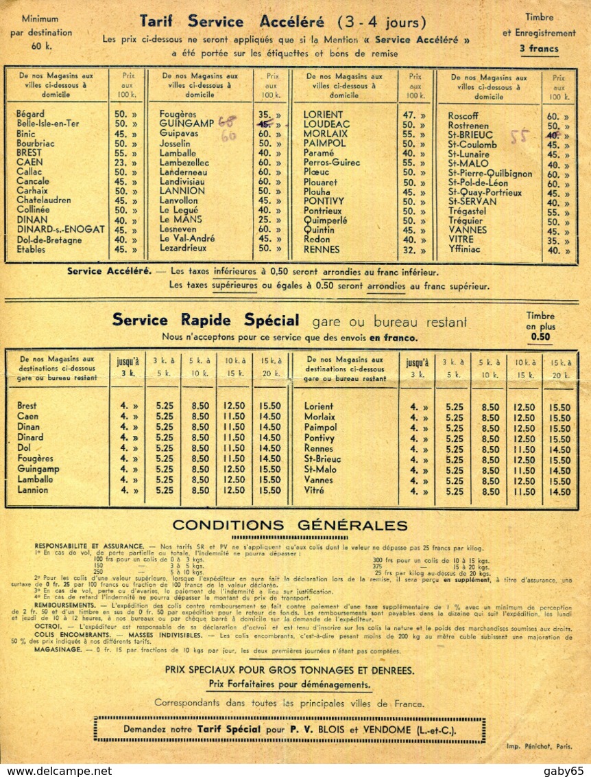 PAIMPOL.GUINGAMP.SAINT BRIEUC.TRANSPORTS RAIL-ROUTE.RAPIDE PROVINCE.F.KERFANT. - Transportmiddelen