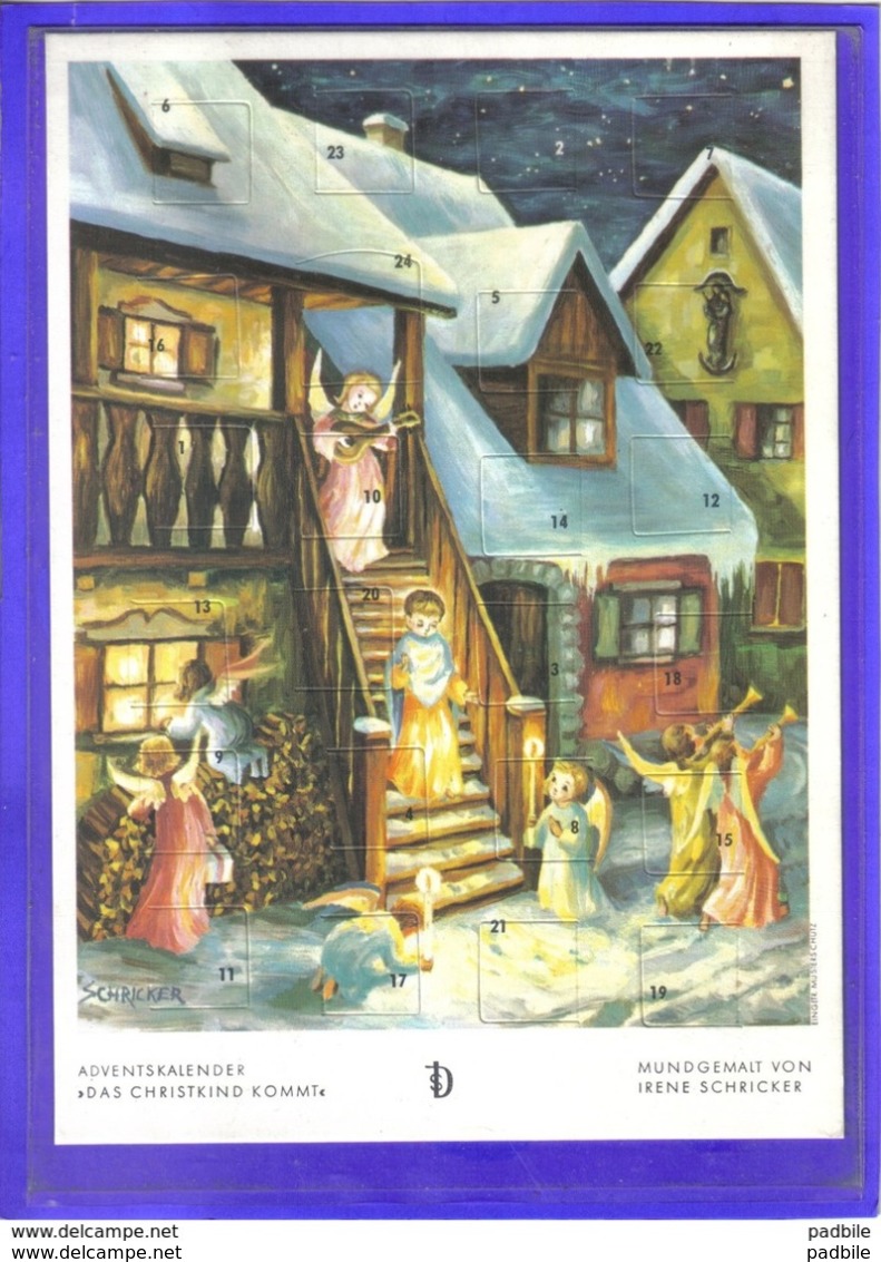 Carte Postale Anges Noël Calendrier De L'avant   Très Beau Plan - Anges