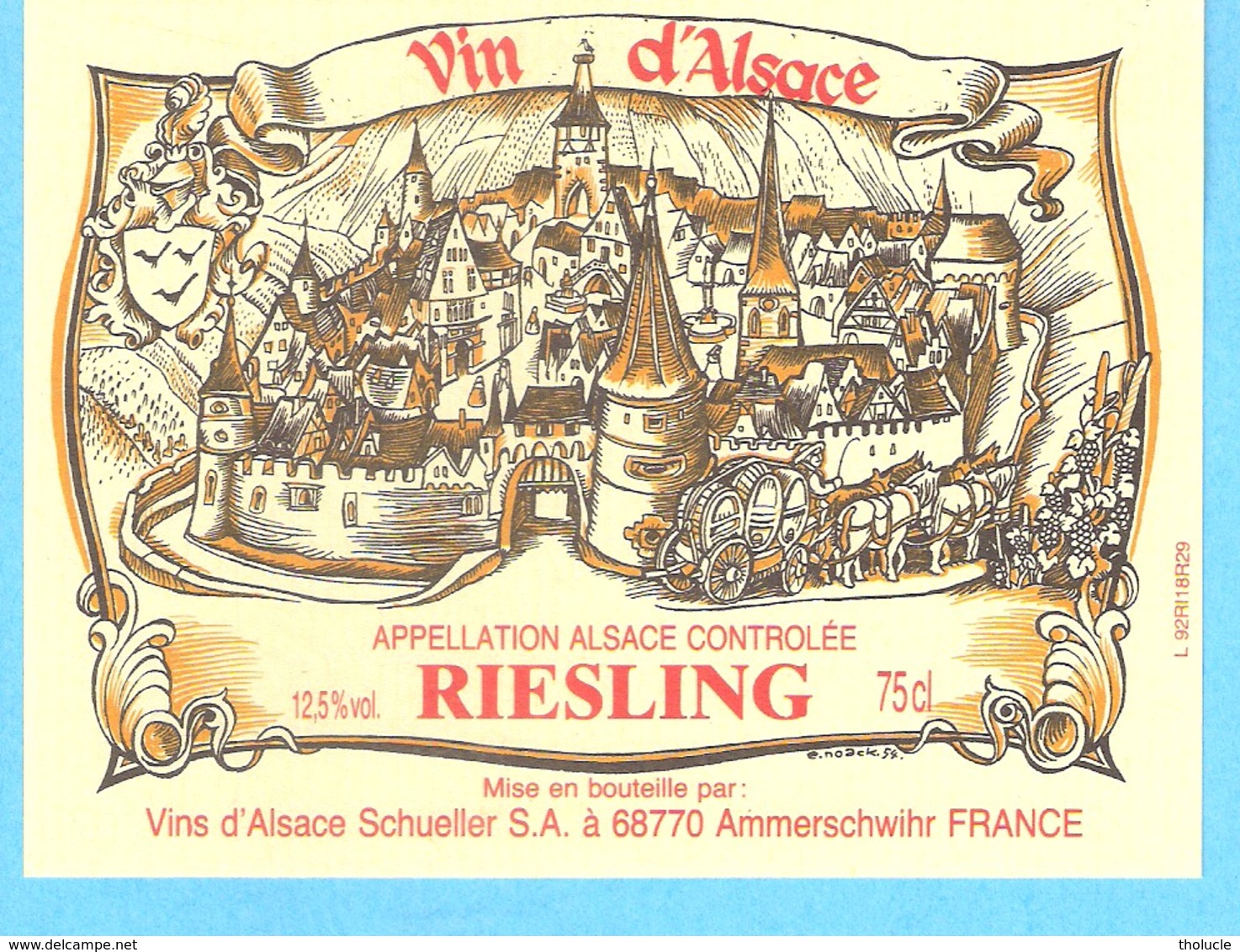 Etiquette-Vin D'Alsace-Riesling- Schueller à Ammerschwihr - Riesling