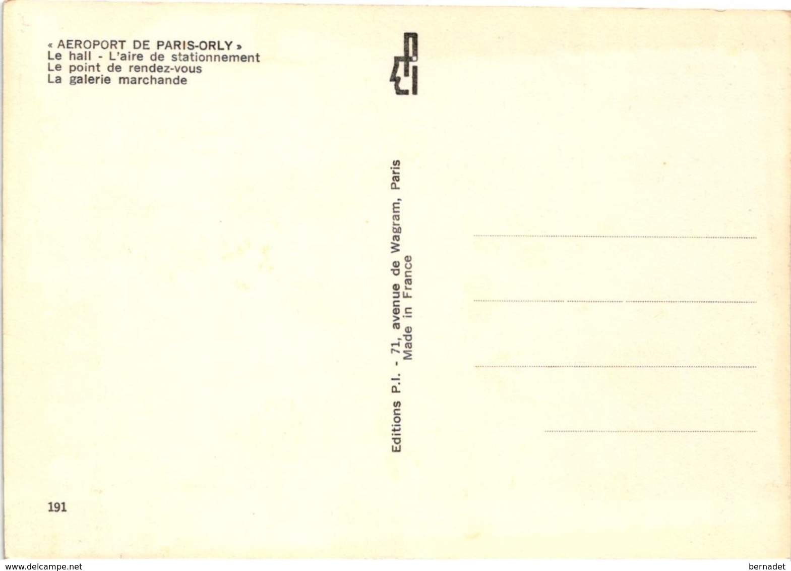 75 .. AEROPORT DE PARIS ORLY .LE HALL . L'AIRE DE STATIONNEMENT . LE POINT DE RENDEZ-VOUS . LA GALERIE MARCHANDE - Aéroports De Paris