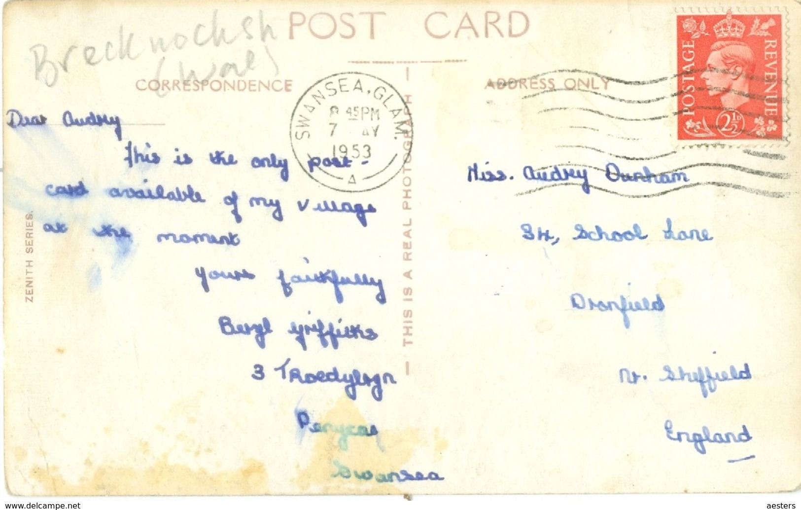 Abercrave (Brecknockshire) 1953; Abercrave Lower - Circulated. (Zenith Series) - Sonstige & Ohne Zuordnung