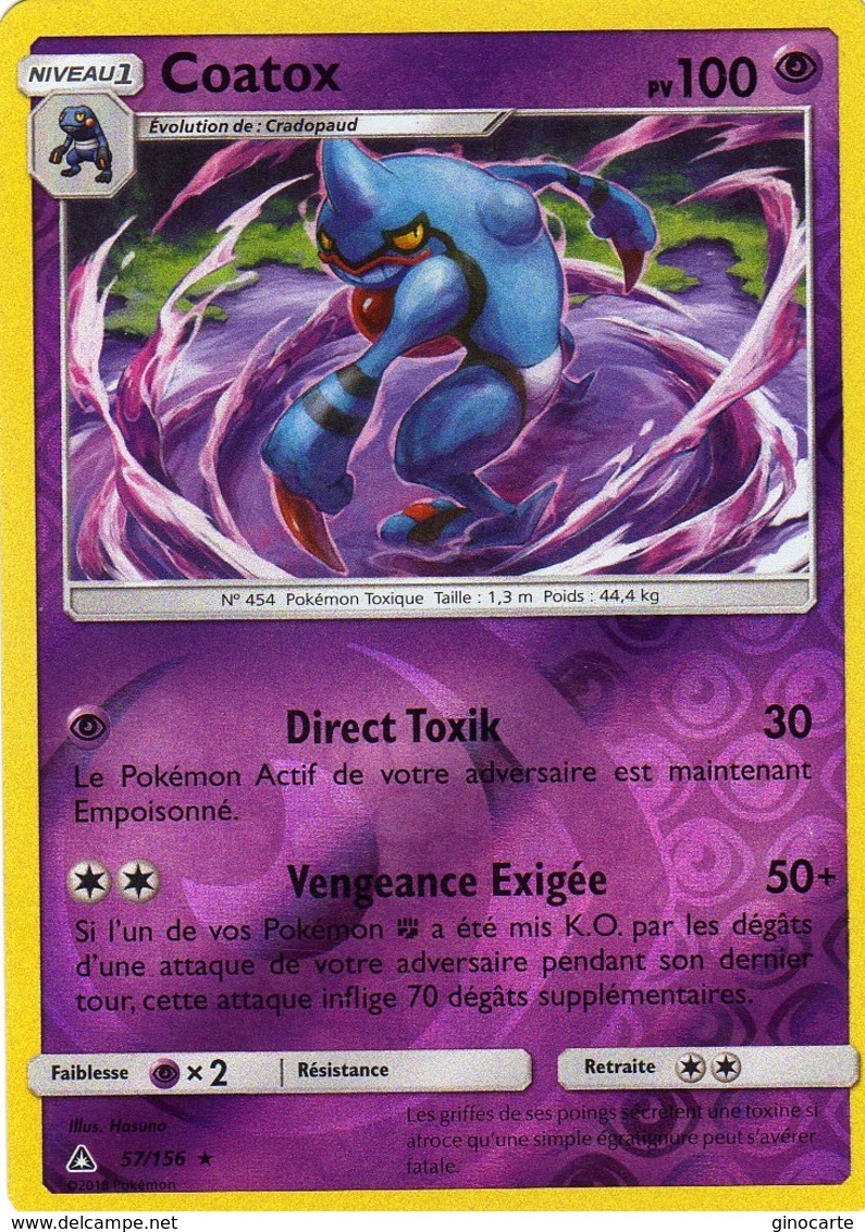 Carte Pokemon 57/156 Coatex 100pv 2018 Reverse - Altri & Non Classificati