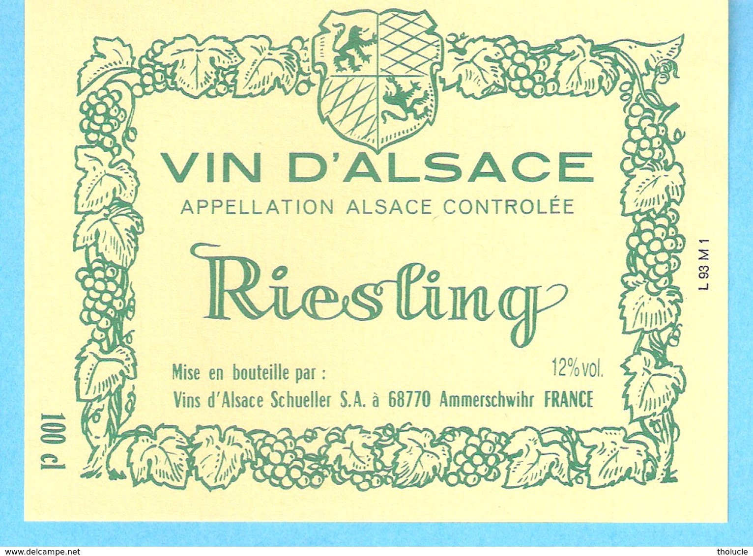 Etiquette-Vin D'Alsace-Riesling- Schueller à Ammerschwihr - Riesling