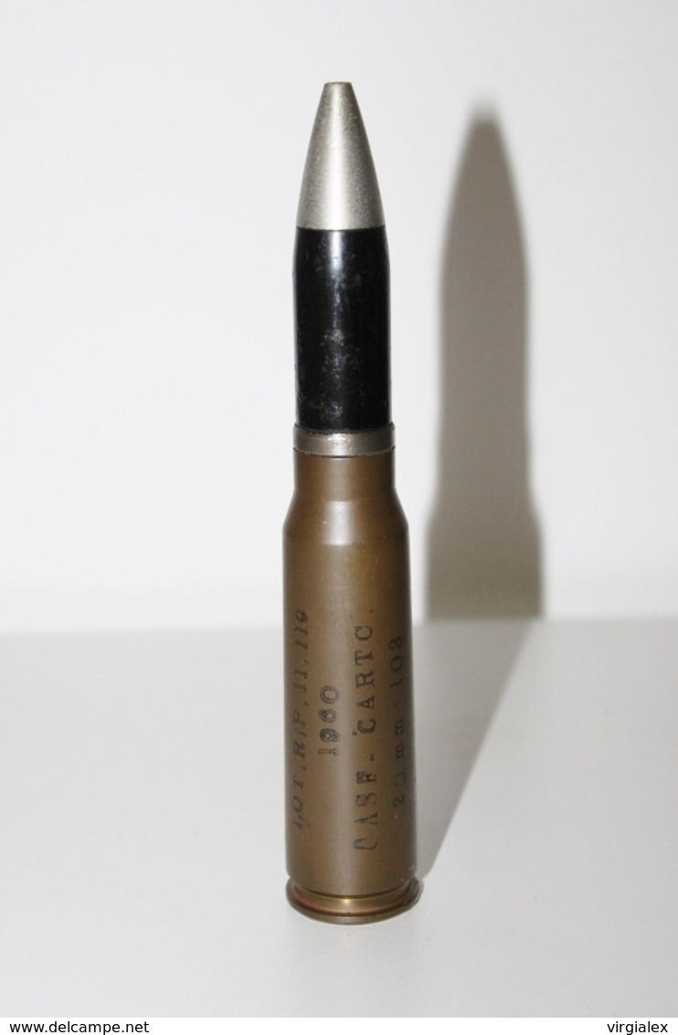 Militaria - Munition De 20mm INERTE N°7 - Arme / Artillerie / Obus / Missile / Explosif / Projectile / Militaire - Decorative Weapons