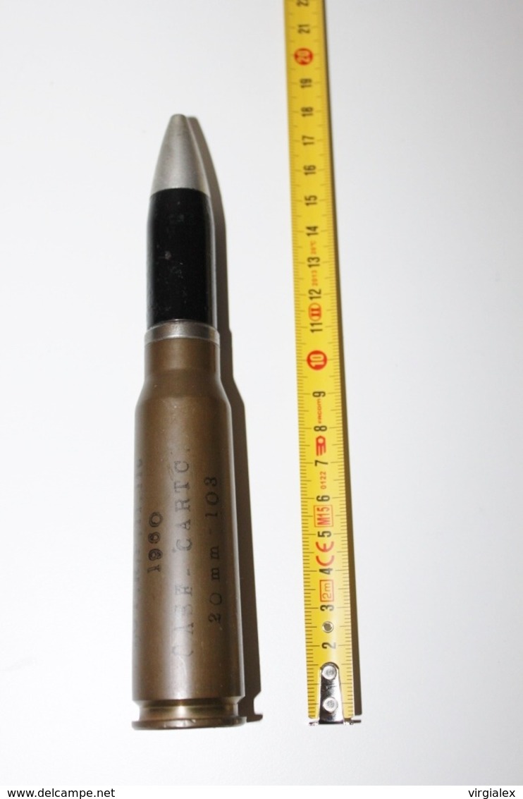 Militaria - Munition De 20mm INERTE N°7 - Arme / Artillerie / Obus / Missile / Explosif / Projectile / Militaire - Decorative Weapons