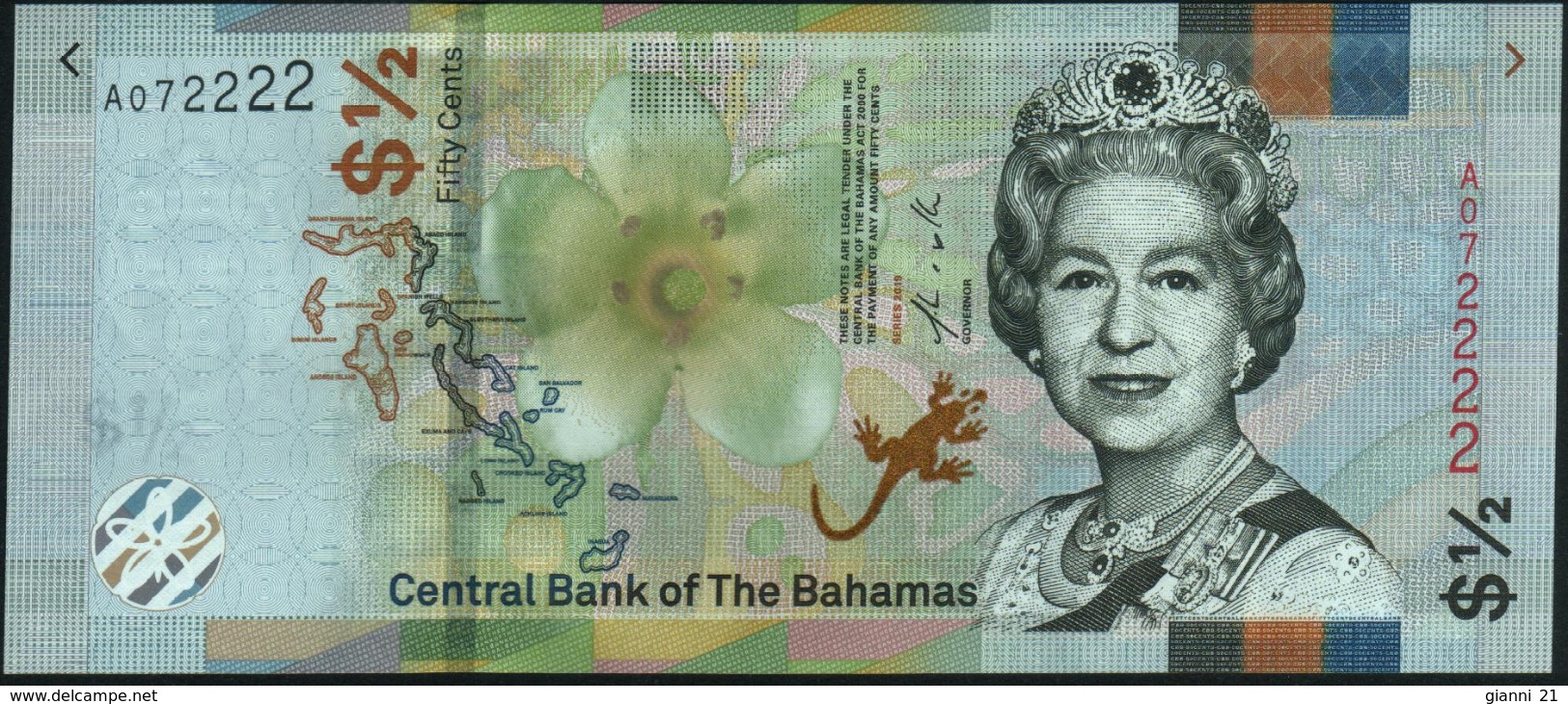 BAHAMAS - ½ Dollar - {50 Cents} 2019 UNC UNC P.New - Bahama's
