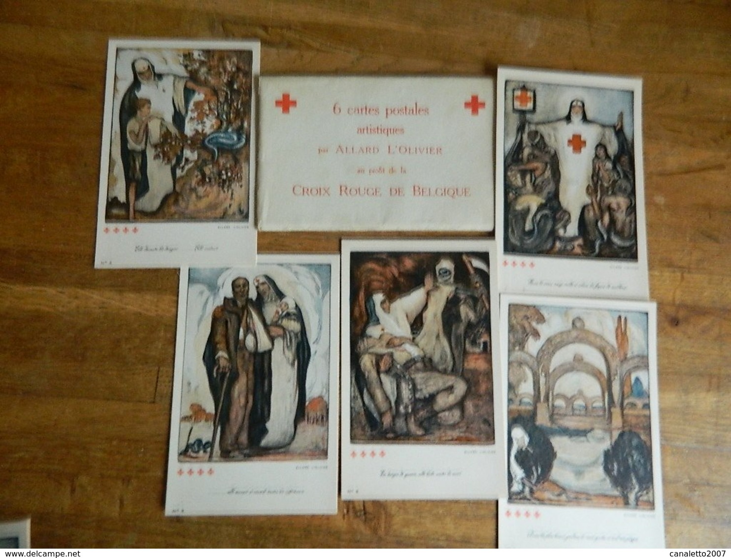 MILITARIA +CROIX ROUGE:POCHETTE ARTISTIQUE DE ALLARD L'OLIVIER -5 CARTES SUR 6 - Cruz Roja