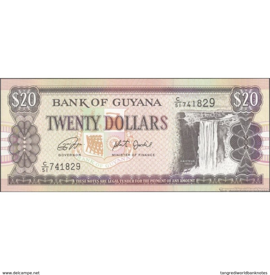 TWN - GUYANA 30g - 20 Dollars 2018 Prefix C/51 - Signatures: Ganga & Jordan - Printer: DE LA RUE UNC - Guyana