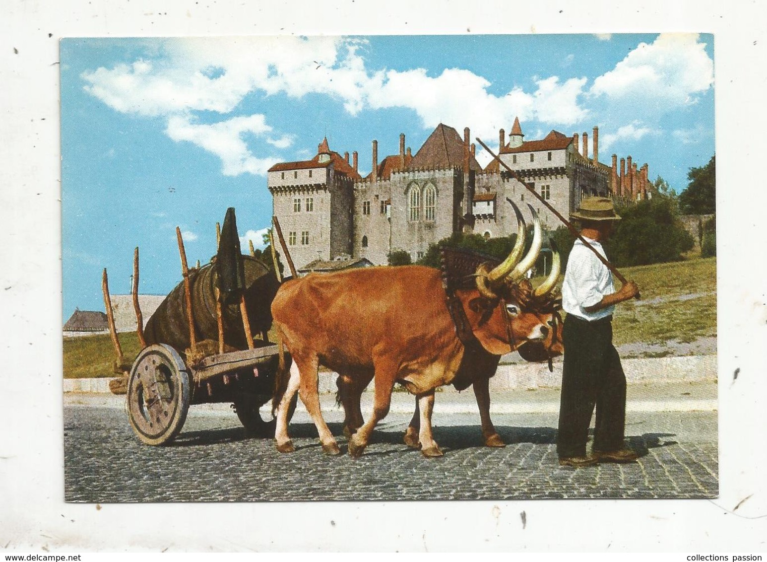 Cp, Agriculture,conducteur De Boeufs Et Palais Des Ducs ,Portugal ,  GUIMARAES , Vierge - Equipos