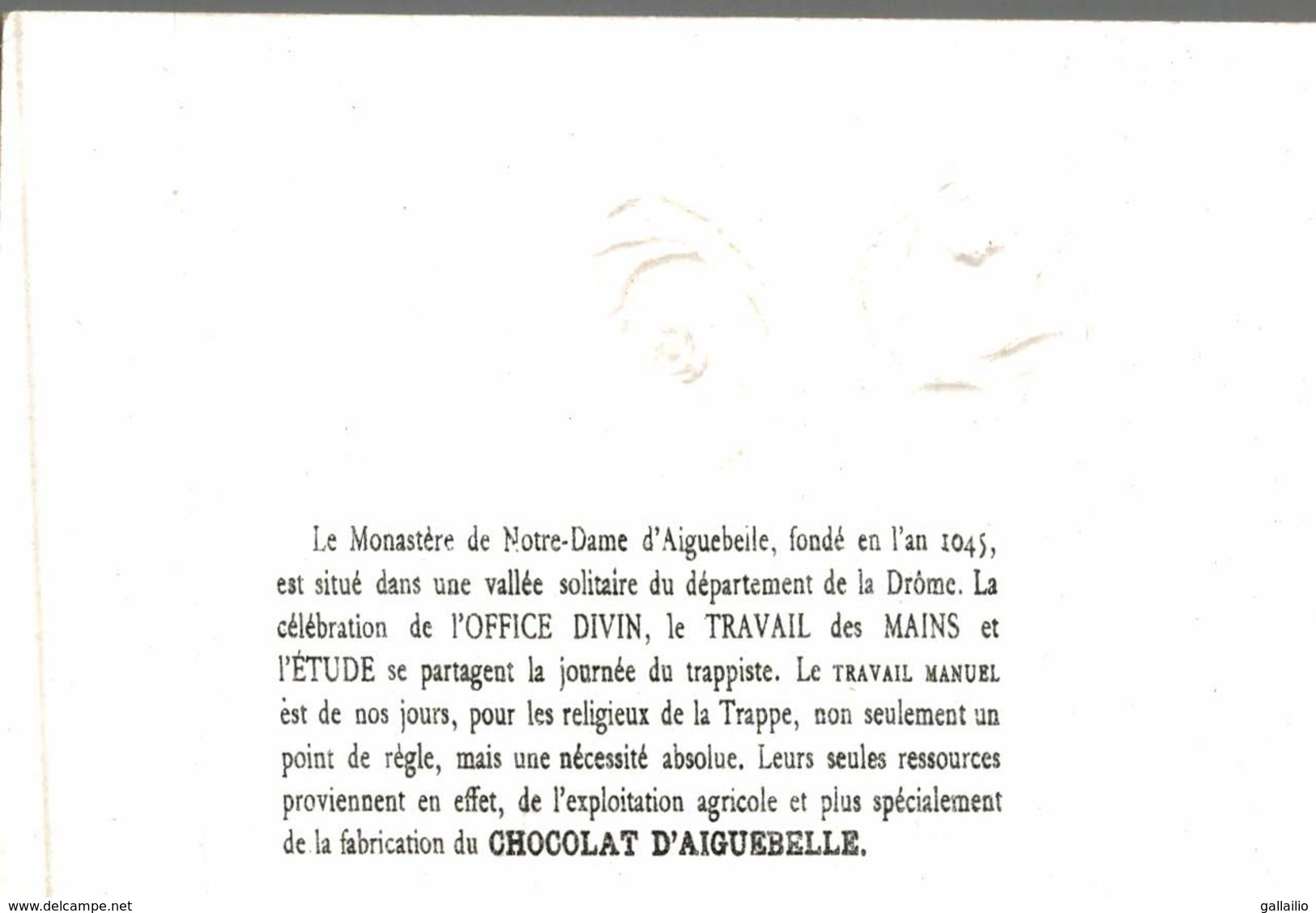 CHROMO EN RELIEF CHOCOLAT D'AIGUEBELLE FLEUR - Aiguebelle